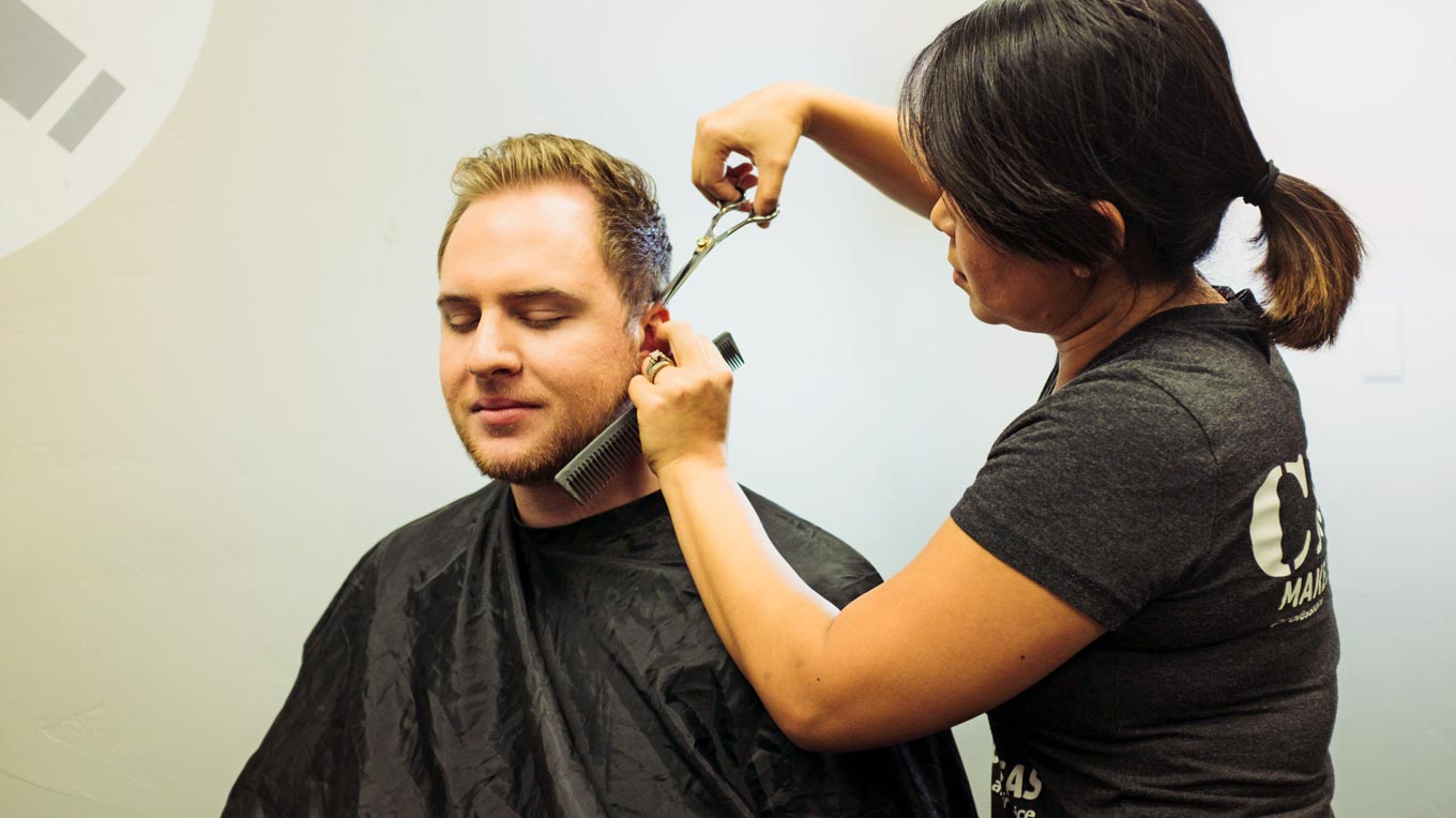 Man getting a haircut