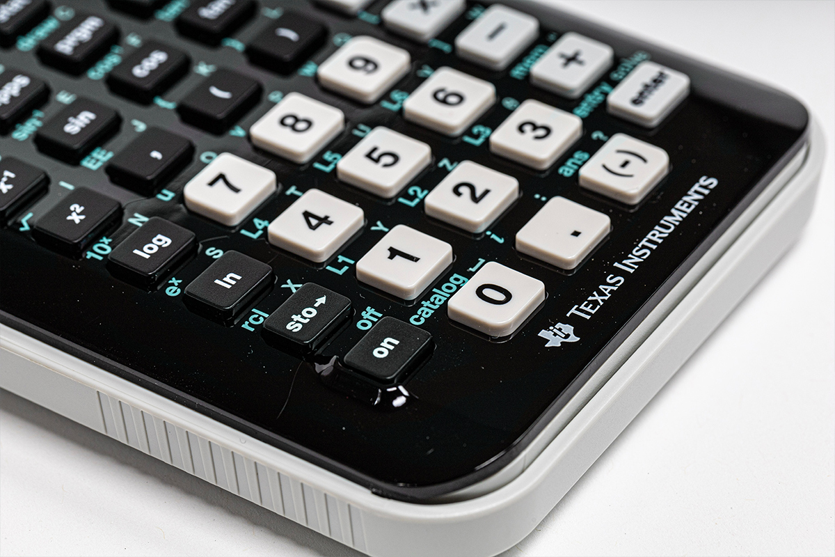 A calculator on a white background